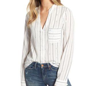 BP. Dot Stripe Button Front Shirt  Ivory Dot Stripe - Medium